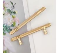 Pexintek 2 Pezzi Dorate Mobili Moderni Maniglie per Mobili da Cucina Aluminum Alloy, 96mm Distanza dei Fori Maniglie Armadio Camera da Letto Maniglie Cassetti Porte Maniglie Cucina (Giallo Oro)