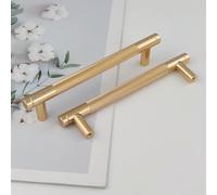 Pexintek 6 Pezzi Dorate Mobili Moderni Maniglie per Mobili da Cucina Aluminum Alloy, 128mm Distanza dei Fori Maniglie Armadio Camera da Letto Maniglie Cassetti Porte Maniglie Cucina (Dorato)