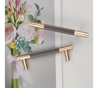 Pexintek 6 Pezzi Dorate Mobili Moderni Maniglie per Mobili da Cucina Aluminum Alloy, 96mm Distanza dei Fori Maniglie Armadio Camera da Letto Maniglie Cassetti Porte Maniglie Cucina (Grigio Dorato)