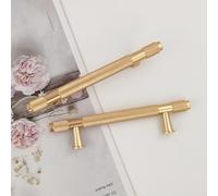 Pexintek 6 Pezzi Dorate Mobili Moderni Maniglie per Mobili da Cucina Aluminum Alloy, 96mm Distanza dei Fori Maniglie Armadio Camera da Letto Maniglie Cassetti Porte Maniglie Cucina (Giallo Oro)