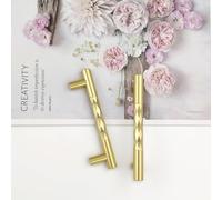 Pexintek 6 Pezzi Dorate Moderni Maniglie per Mobili da Cucina 96mm Distanza Fori Maniglia per Armadio Porte Vintage con Viti adatto per Comodino Cassetti (Dorato)