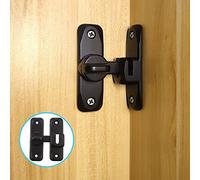 Pexintek Piccola Serratura per porta scorrevole a 90/180 Gradi Interne, Chiavistello per Porte con viti ad Apertura su Entrambi i Lati, Vintage per Cucine, Camera da Letto, Studio, Bagni (Nero)