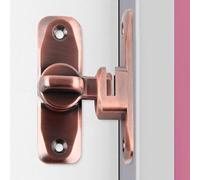 Pexintek Piccola serratura per porte scorrevoli a 90 gradi per porte interne chiavistello per porte ad apertura su entrambi i lati, serratura vintage per cucine, camere da letto, bagni (rosso rame)