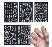 PEXIVOZ Adesivi per unghie manicure 6 fogli adesivi per unghie autoadesivi farfalla fiore foglia decorazione adesivi per nail art accessori per il design delle unghie