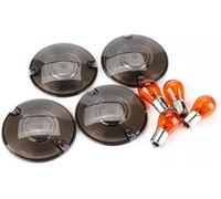 Pexorin Kit indicatori di direzione a LED ambra 1156 anteriori e posteriori stile Bullet, 2 con luce di stop, for Harley, Copriobiettivo trasparente per indicatori di direzione a proiettile