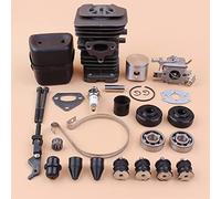 Pexorin Set paraolio cuscinetto carburatore cilindro pistone marmitta da 38 mm, for Husqvarna 137 142, parti motosega con kit tampone anulare AV Kit cuscinetto albero motore motosega