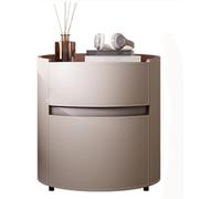 PEYNIR Comodino Rotondi in Pelle Artificiale con 2 Cassetti, Set di 2 Comodini Letto Color Kaki