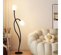 PEYNIR piantana Lampada da Terra per Camera da Letto in Stile Crema, Paralume rotostampato G9, Sorgente Luminosa da Terra, Lampada da Terra Decorativa Semplice e Moderna Luce da Pavimento