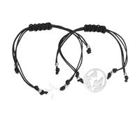 Peysaitr 2 bracciali con sfera del mondo, portafortuna, da viaggio, con ciondolo argentato, idea regalo per amici, familiari, Eine Grösse, Acciaio inossidabile, Nessuna pietra preziosa