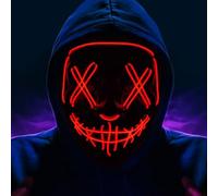 Peywot Maschera di Halloween con luci a LED, maschera The Purge con 3 modalità di illuminazione, maschera spaventosa per festival cosplay (rosso)