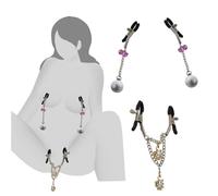 Pezón Pinza para Mujeres Hombres con Pezón Clítoris Clip con Cadena Fetiche Pezón Abrazaderas Extremo con Bola de Cristal Coquetear Pezón Abrazaderas Joyería Íntima Juguetes Damas para El Sexo