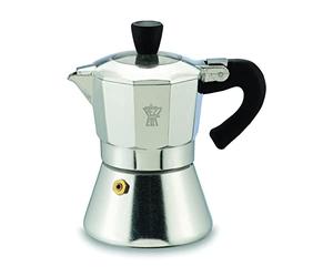 PEZZETTI, Bellexpress Caffettiera 1 Tazza Alluminio Alimentare, Coperchio in Plastica, Guarnizione in Silicone Alimentare, Manico Resistente al Calore; per Piani a Gas, Elettrici e Vetroceramica