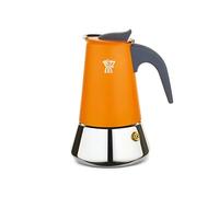 Caffettiera italiana - PEZZETTI - STEELEXPRESS - Acciaio inox - 6 tazze - Adatta a tutti i piani cottura, inclusa l'induzione - Arancione