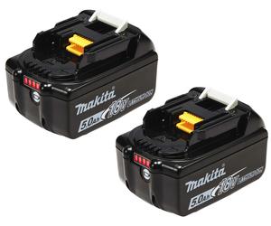 Pezzi 2 - Twin Pack Batteria Makita 197288-2 BL1850B, 18 V Lithio 5,0 Ah con ind