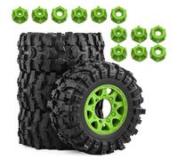 Pezzi Auto Rc Per Arrma Per Senton Per Traxxas Per Slash 2WD 4X4 Per VXL Per Axial SCT10 L 1/10 Pneumatici Percorsi Brevi Ruote Con 3 Adattatori 12/14/17mm Esagonali(Style 3 green)