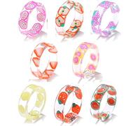 pezzi colorati anelli impilabili per dita anelli di frutta trasparenti in acrilico carino dolce anello a fascia gioielli regalo per donne ragazze, set da otto pezzi Professionale e Moda