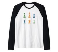 Pezzi degli Scacchi dal re al pedone Maglia con Maniche Raglan