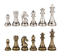 Pezzi degli scacchi in metallo argento e bronzo Jupiter con re da 4 pollici e pezzi extra per le regine, senza scacchiera