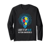 Pezzi del Puzzle Light It Up Blue per la consapevolezza dell'autismo Maglia a Manica