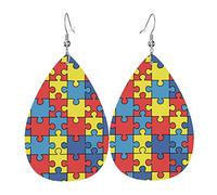 Pezzi Del Puzzle Per La Consapevolezza Dell'Autismo Donna Orecchini Ecopelle Orecchino Goccia Pendenti