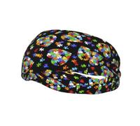 Pezzi del puzzle per la consapevolezza dell'autismo Stampa a cuore Fascia per il sudore sportiva unisex-adulta Fasce sportive versatili Fascia traspirante per l'umidità