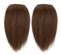 Pezzi di capelli 2 pezzi 9, 8 pollici Topper per capelli soffici ispessiti invisibili con clip su top femminile per lavoro scuola uso quotidiano Marrone chiaro