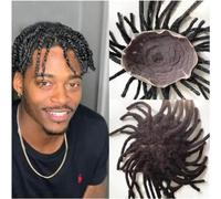 Pezzi di capelli calvi da uomo Dreadlock Parrucchino pieno in pizzo for uomini neri Protesi for capelli maschili mono ricci 8×10" Unità di sistema di capelli ricci afro Capelli umani neri naturali Par