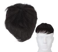 Pezzi di capelli maschi parrucca corta, fibra ad alta temperatura neri estensione perdita di capelli perdita toppers topper corona topper per uomini