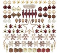 Pezzi di Decorazioni per L'Albero di Natale Set di Ornamenti in plastica, comprese Le Palline per Albero di Natale, Fiocchi di Neve, ghiaccioli, Stelle, pigne, ghirlande di Perline (Burgundy)
