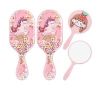 Pezzi Di Pettine Di Cartoni Animati E 2 Parti Di Specchio Portatile, Pettine Per Bambini, Specchio Portatile, Pettine A Cuscinetto D'Aria Dolce, Strumento Di Acconciatura