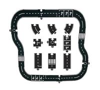 Pezzi di pista flessibili in gomma per puzzle stradale, set di piste flessibili per autostrada, autostrada modulare impermeabile, set di gioco fai-da-te per auto per interni ed esterni (24Pcs)