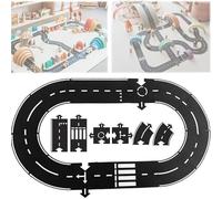 Pezzi di pista flessibili in gomma per puzzle stradale, set di piste flessibili per autostrada, autostrada modulare impermeabile, set di gioco fai-da-te per auto per interni ed esterni (12Pcs)
