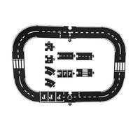 Pezzi di pista flessibili in gomma per puzzle stradale, set di piste flessibili per autostrada, autostrada modulare impermeabile, set di gioco fai-da-te per auto per interni ed esterni (16Pcs)