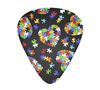 Pezzi di puzzle per la consapevolezza dell'autismo, plettri per chitarra a forma di cuore, triangolari, per basso, chitarra acustica ed elettrica, per chitarristi, 12 pezzi