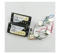 pezzi di ricambio per chitarra elettrica Zebra Black Yellow Frame Alnico 5 Humbucker Pickup Pickup Per Chitarra Elettrica Con Set Di Cablaggi (Color : BK)