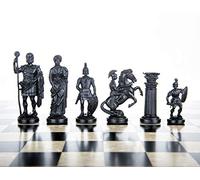 Pezzi di scacchi in plastica della Legione romana in bianco e nero da 8,9 cm - infeltrito