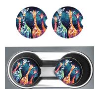 pezzi di sottobicchieri in ceramica per auto per portabicchieri universali, colorati, a forma di giraffa, per amanti dei tifosi, 2,56 pollici, super assorbenti, antiscivolo, accessori per interni auto