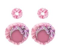 Pezzi Di Torta Floreale E 2 Anelli Per Capelli, Tappi Da Notte Elastica, Tappi Notturni, Cappello Di Bellezza, Mappe Notturne Di Raso, Elei Tappi Notturni