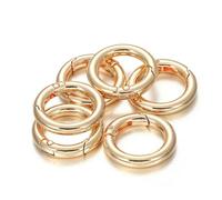 pezzi/lotto fermagli a molla in metallo con anello a O apribile, moschettone rotondo, portachiavi, clip per borsa, gancio, fibbie per catena per cani, connettore per gioielli fai da te - Oro KC - 41