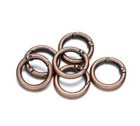 pezzi/lotto fermagli a molla in metallo con anello a O apribile, moschettone rotondo, portachiavi, clip per borsa, gancio, fibbie per catene per cani, connettore per gioielli fai da te, rame rosso,