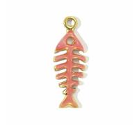 pezzi/lotto in acciaio inossidabile smaltato a forma di lisca di pesce infradito fai da te ciondolo collana conchiglia fragola gioielli estivi oceano-YE1032-1x3