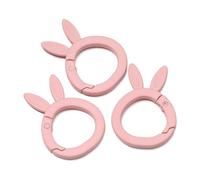 pezzi/lotto portachiavi a forma di coniglio apribile in metallo con molla, fermagli per appendere ganci per borse fai da te, forniture per lavori manuali - rosa - 5 pezzi
