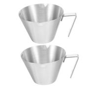 Pezzi Misurino Argento in Beccuccio 100ml Inox Acciaio Doppio 2 | Superficie Liscia e Segni di Misura Precisi, per Casa e Ufficio, Resistente All'usura