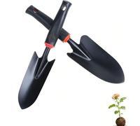 pezzi Paletta da giardino nera, piccola pala in acciaio al carbonio con | Set di 2 piccole pale da giardino nere in acciaio al carbonio, dotate di manici antiscivolo; funzionano come una piccola pala