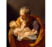 Pezzi Poster Stampa d'arte Immagini Dipinti Famosi San Giuseppe e il Cristo Bambino di pittura vintage per Decorazioni per la Casa 60x90cm