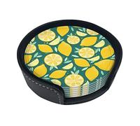 Pezzi Sotto chieri in Pelle per Bevande con Supporto Carino Soleggiato Foglie di Limone Set di Sotto chieri Tavolo per Bevande Sotto chieri per Soggiorno Cucina Caffè Decor