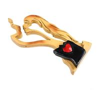 Pezzo artistico in legno con coppia che si bacia intrecciata, forma un contorno a forma di cuore per il posizionamento dello scaffale