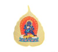 Pezzo artistico in rame Bodhi Leaf con otto Bodhisattva e Ksitigarbha che promuovono il benessere e l'armonia (3Dio del denaro nero)