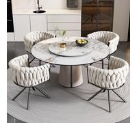 Pezzo da 4 pezzi con sala da pranzo in metallo da quattro piedi per soggiorno e camera da letto in velluto beige