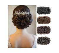 pezzo di capelli chignon disordinato Chignon sintetico riccio con coulisse, chignon scrunchie con clip, chignon soffice e spettinato signora Chignon Finto per Capelli(4)